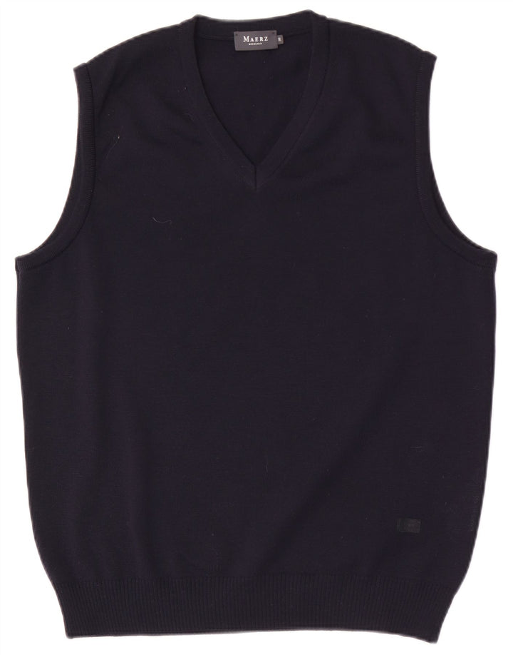 Maerz Muenchen Mens Vest Tank Top IT 50 Medium Bleumarin Lână
