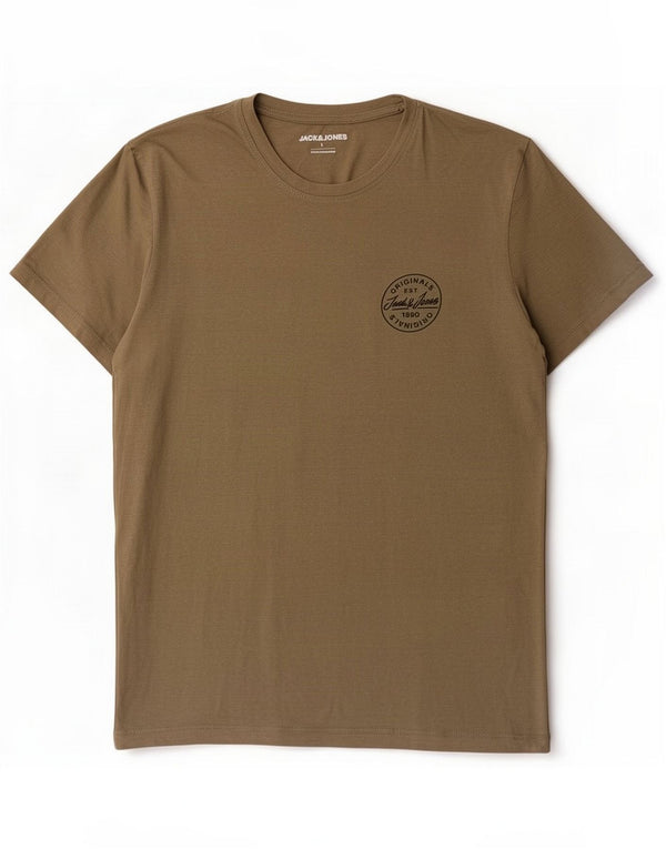 Jack & Jones Mens T-Shirt Top Large Khaki Cotton