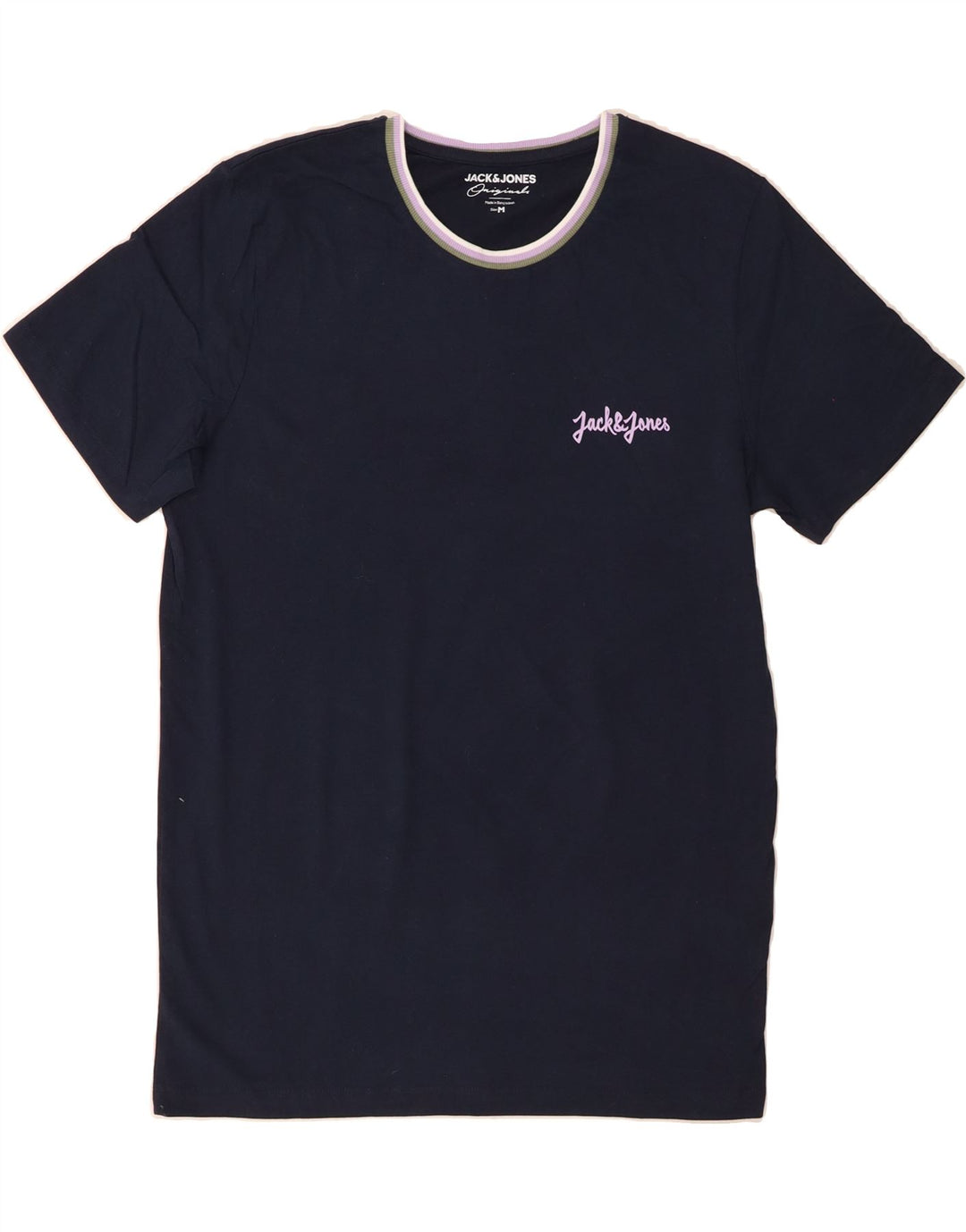 JACK & JONES Mens T-Shirt Top Medium Navy Blue Cotton Vintage Jack & Jones and Second-Hand Jack & Jones from Messina Hembry 
