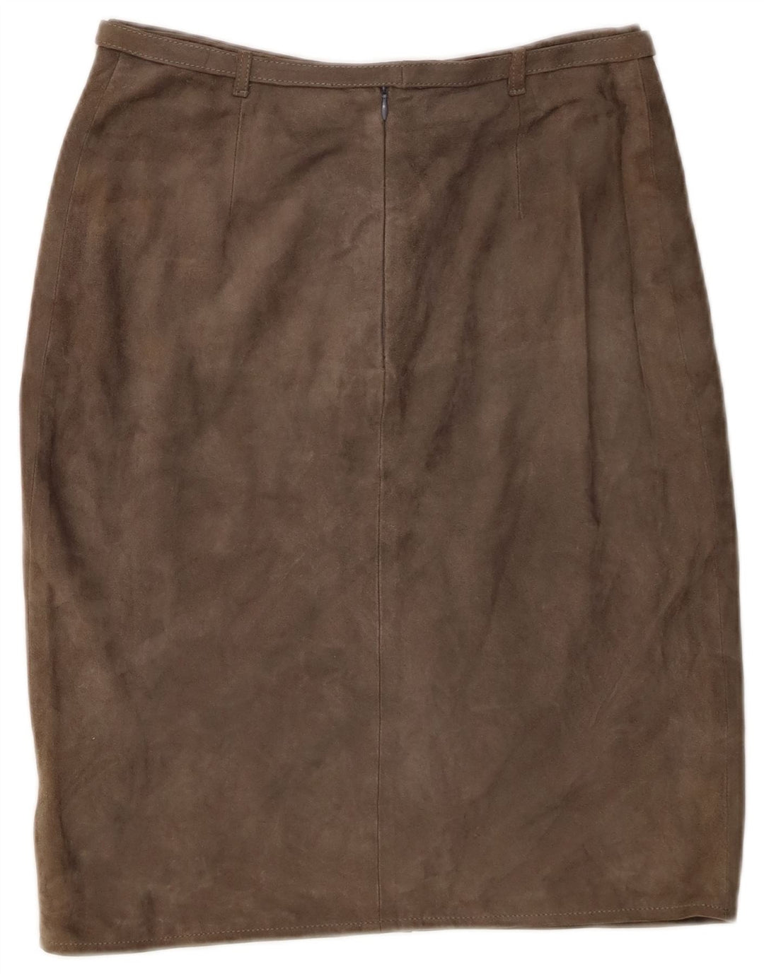 Fusta de damă vintage din piele intoarsa IT 44 Medium W26 Kaki piele