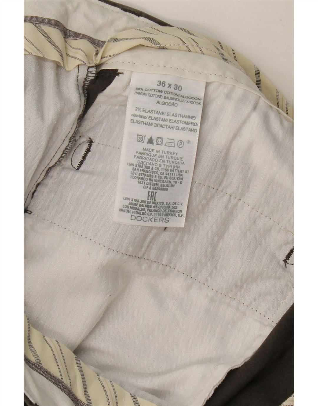 DOCKERS Pantaloni chino subțiri pentru bărbați L36 L30 bumbac kaki