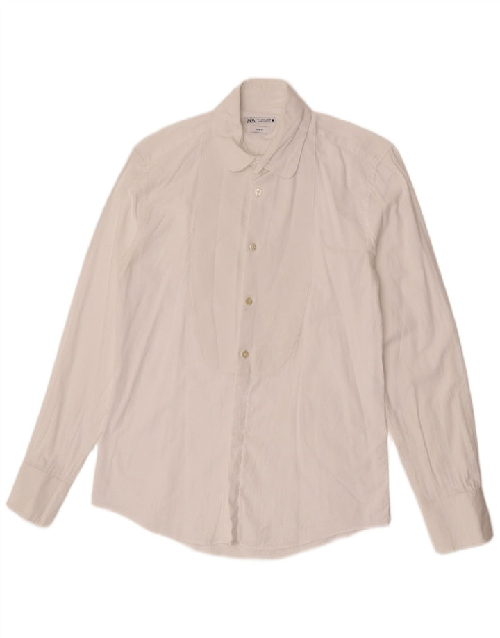 Cămașă Zara bărbați Slim Fit Mic Alb