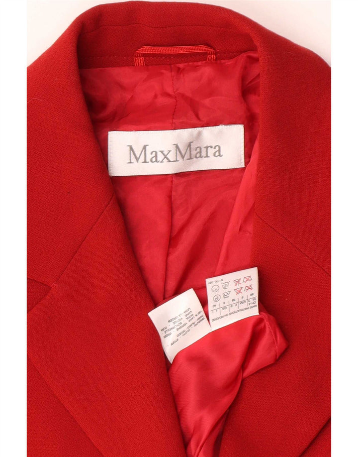 Jachetă Blazer pentru femei Max Mara cu 3 nasturi UK 8 Lână roșie mică