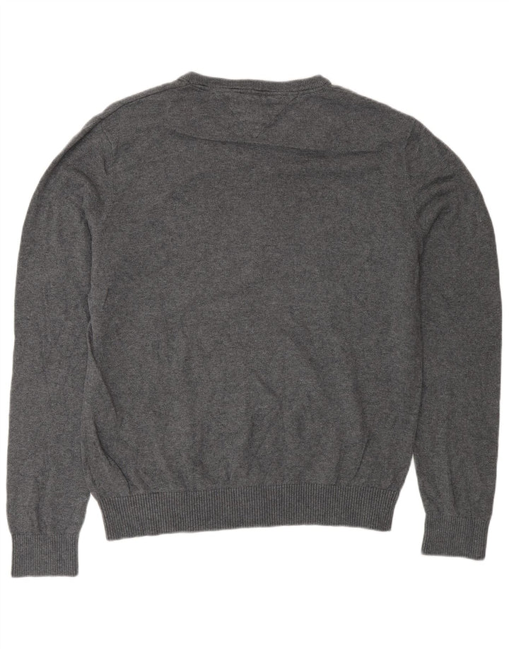 Pulover pentru bărbați Tommy Hilfiger cu decolteu în V, gri mediu, bumbac Argyle/Diamond