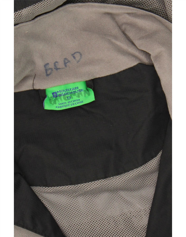 MOUNTAIN WAREHOUSE Boys Hooded Rain Jacket 12-13 Years Black Colourblock Vintage Mountain Warehouse and Second-Hand Mountain Warehouse from Messina Hembry 