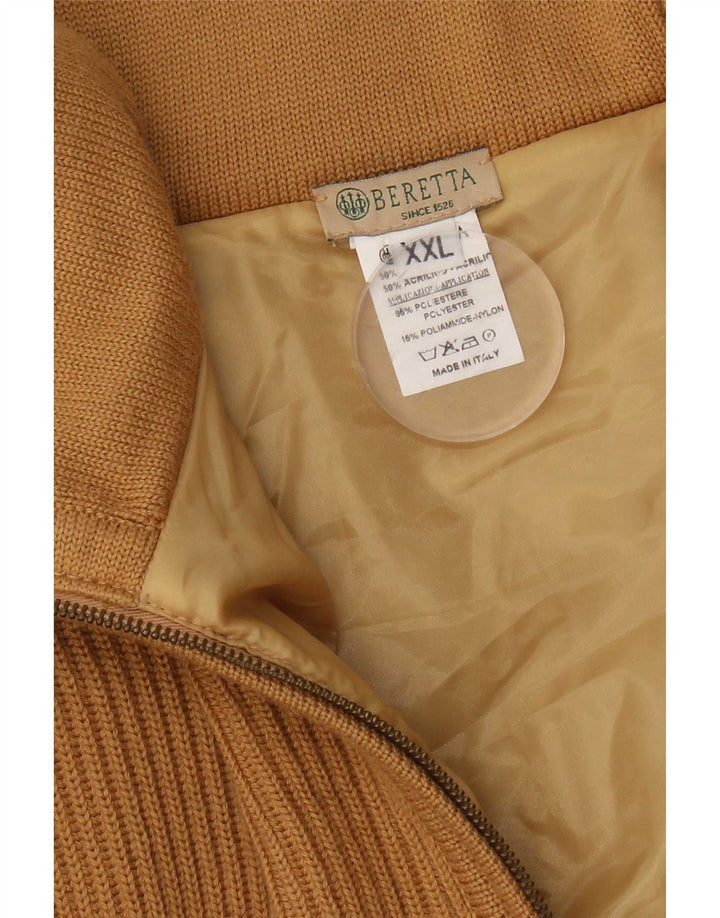 Pulover cardigan pentru bărbați Beretta 2XL maro lână color bloc