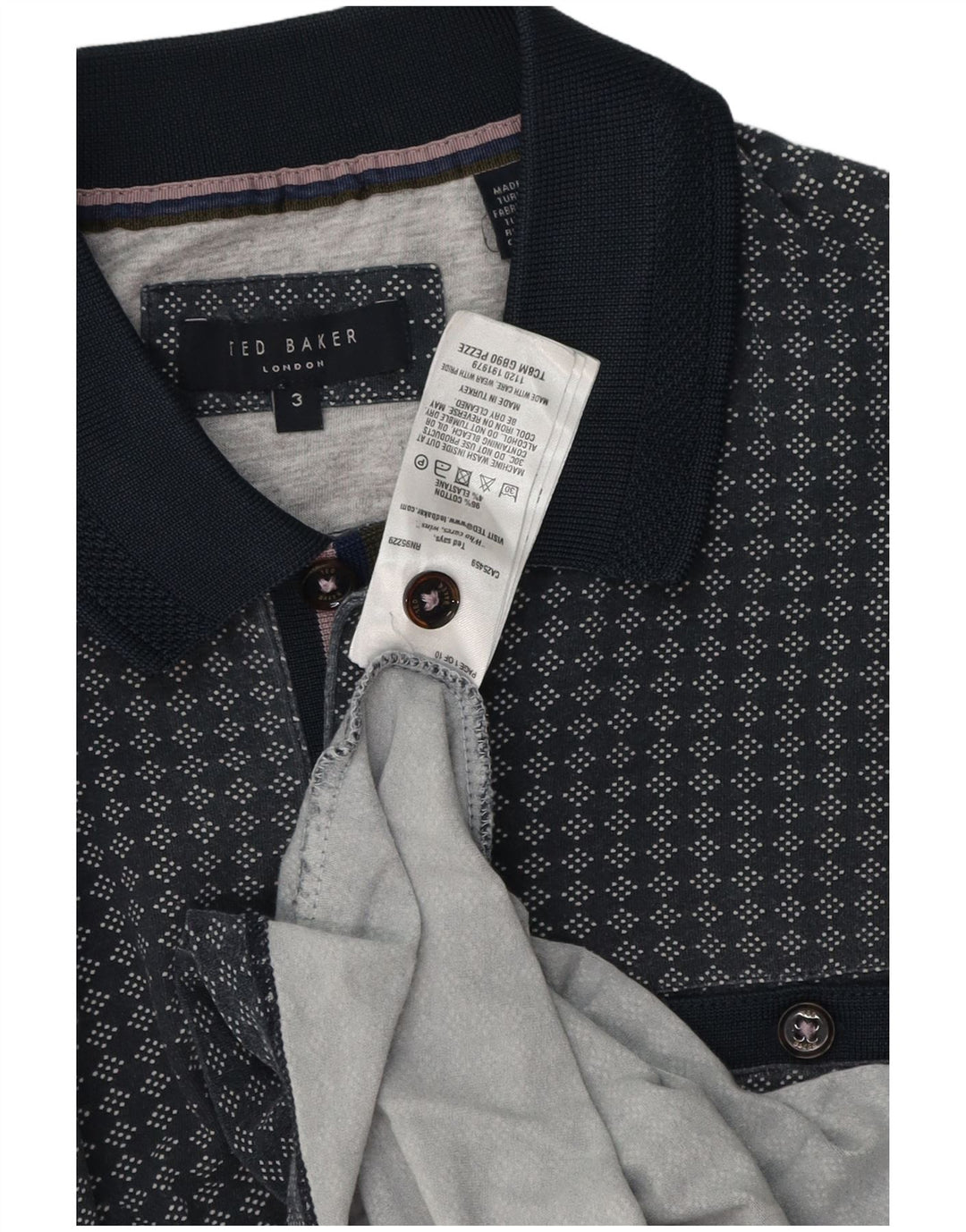 Tricou polo pentru bărbați Ted Baker Mărimea 3 Mediu Bleumarin Geometric