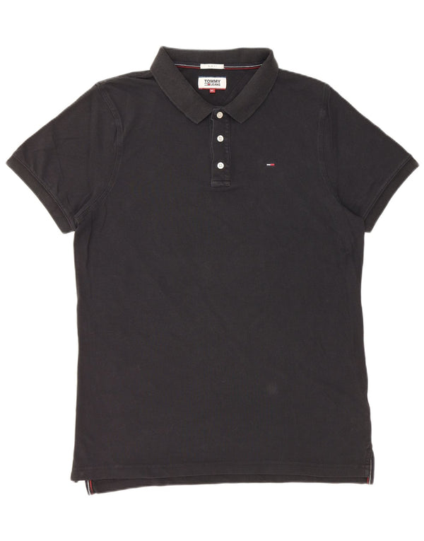 Tommy Hilfiger Mens Slim Fit Polo Shirt XL Black Cotton