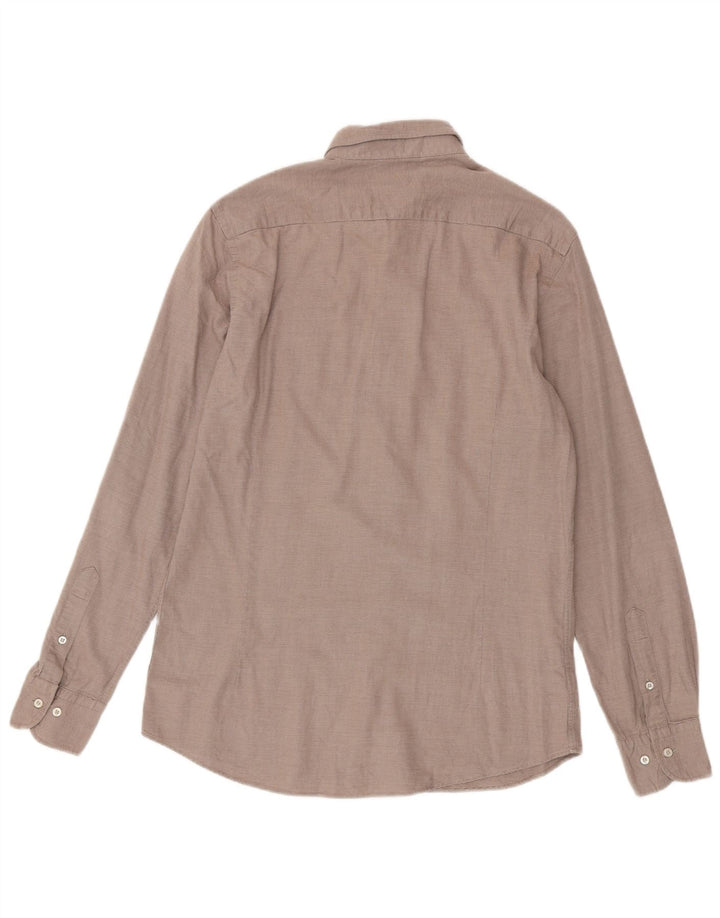 Cămașă Massimo Dutti pentru bărbați, bumbac cu dungi maro mediu