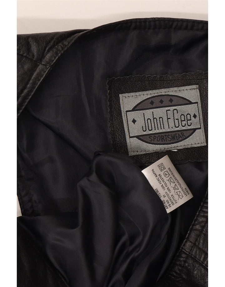 JOHN F GEE Mens Leather Waistcoat Large Black Leather Vintage John F Gee and Second-Hand John F Gee from Messina Hembry 