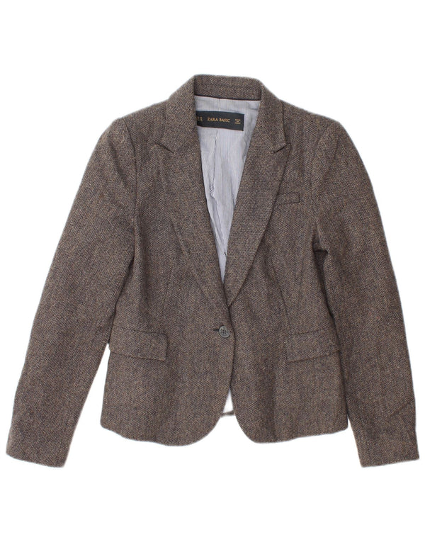 Sacou blazer pentru femei Zara, cu 1 nasture, UK 12, gri mediu, acetat în schemă