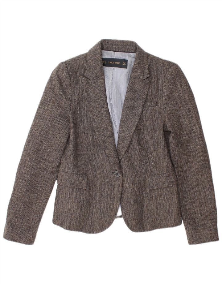 Sacou blazer pentru femei Zara, cu 1 nasture, UK 12, gri mediu, acetat în schemă