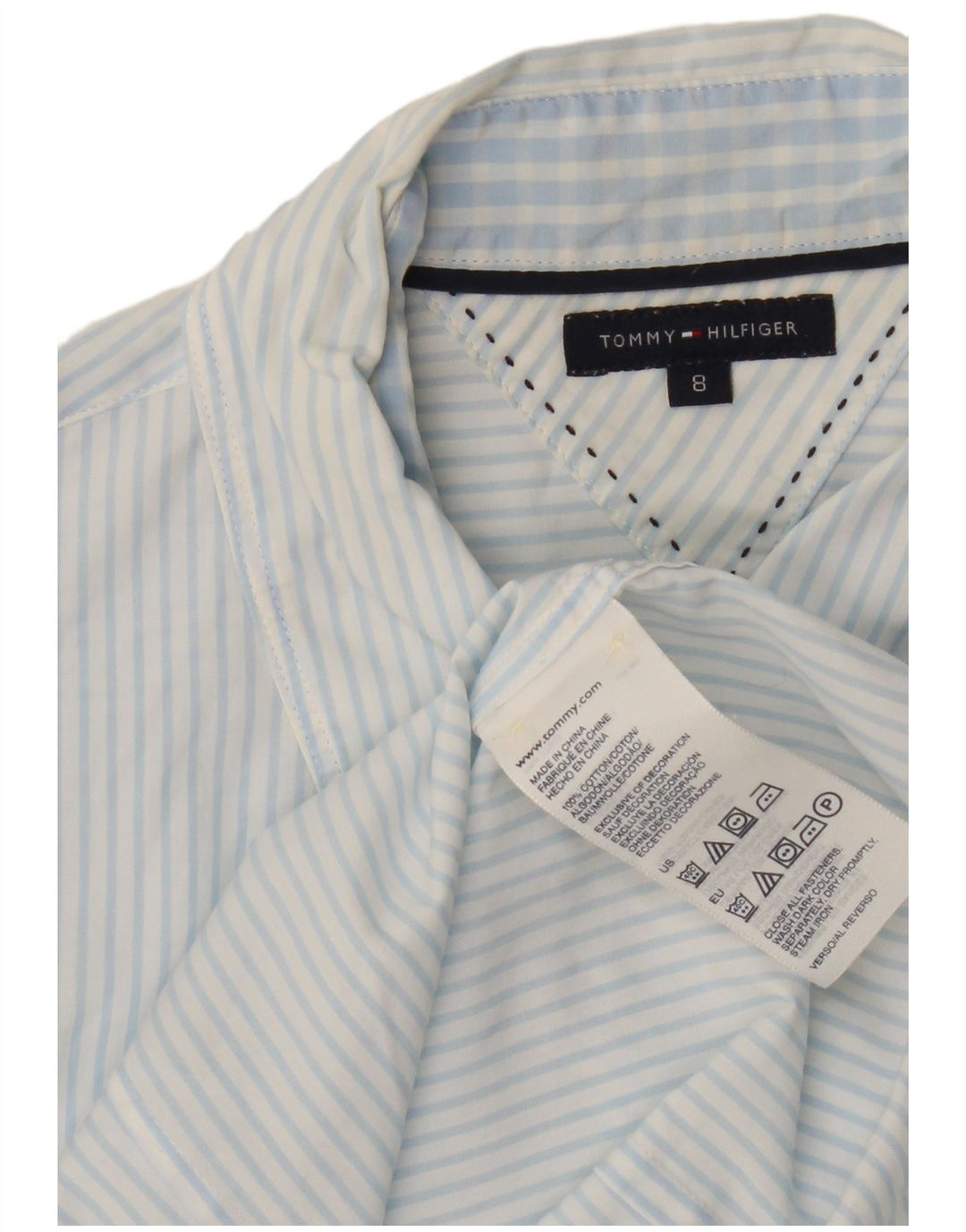 Cămașă Tommy Hilfiger pentru femei US 8 Medium Blue Pinstripe Bumbac