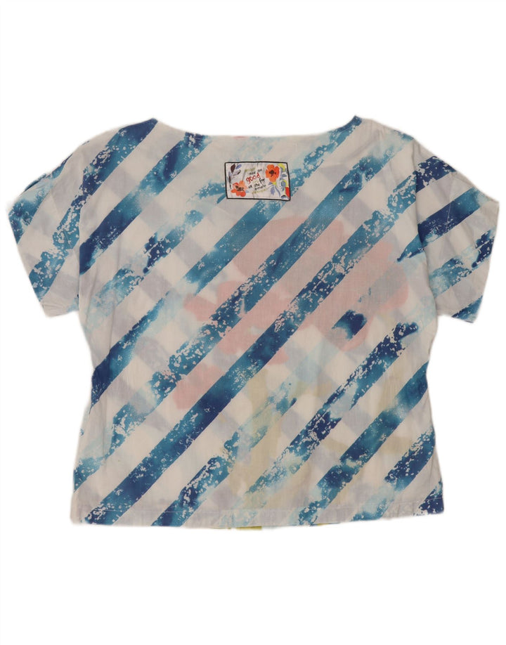 DESIGUAL Bluză cu grafică pentru femei UK 14 Medium Blue Striped
