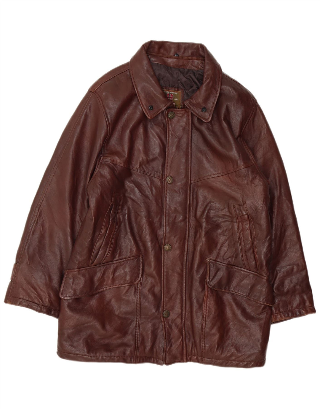 MAESTRO ARTIEIANO Jachetă din piele pentru bărbați UK 44 2XL Piele maro