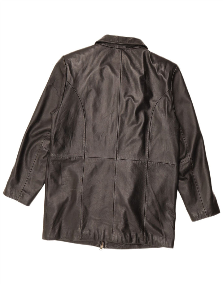 ELEMENTS Womens Leather Jacket UK 10 Small Black Leather Classic