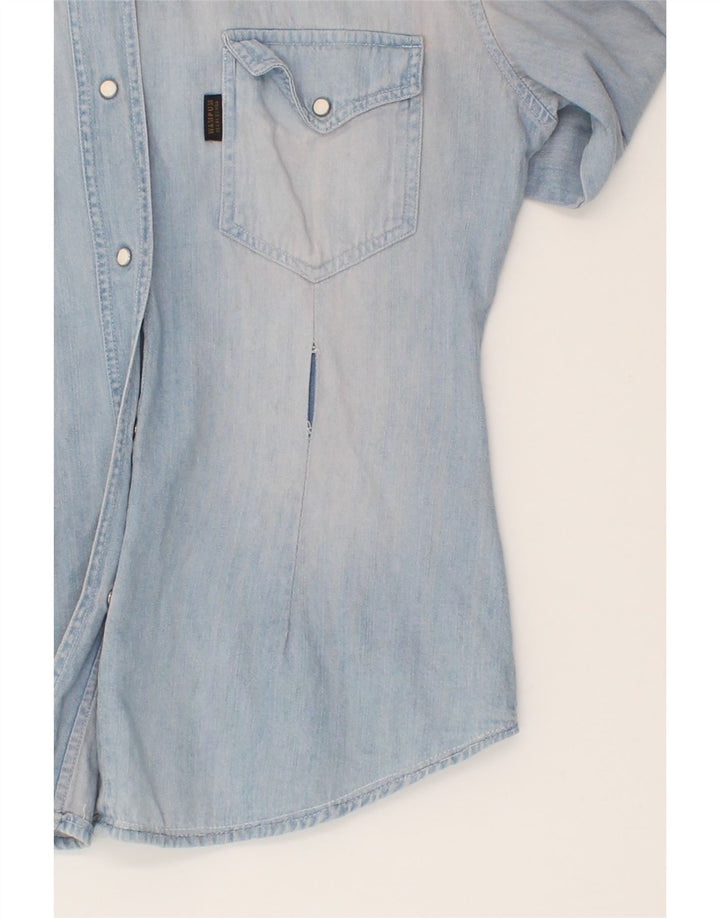 WAMPUM Womens Denim Shirt UK 14 Medium Blue Cotton Vintage Wampum and Second-Hand Wampum from Messina Hembry 