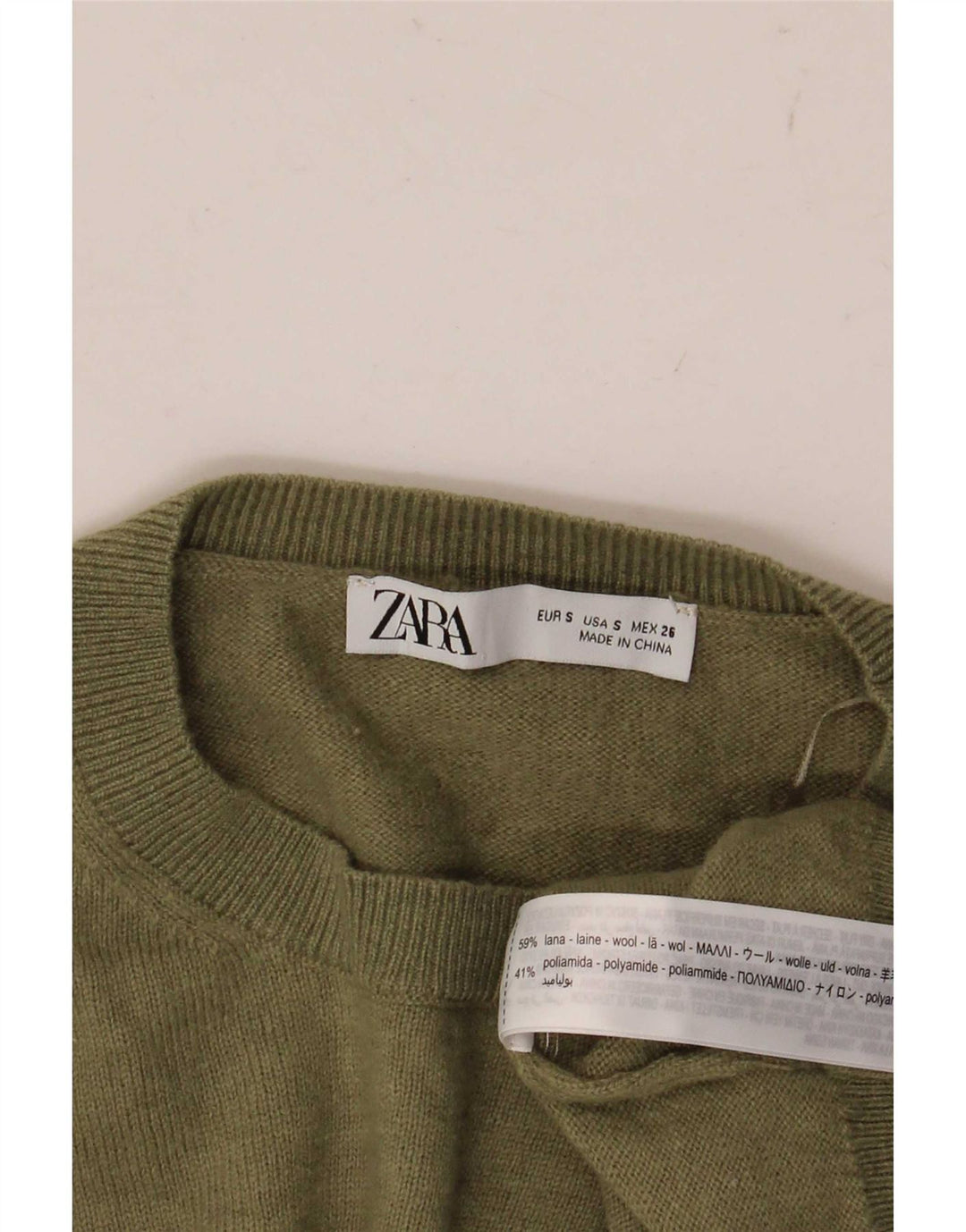 Pulover supradimensionat pentru femei Zara, cu gât crew, UK 10, lână verde mică