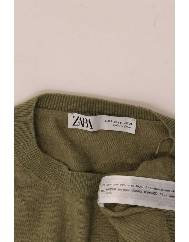 Pulover supradimensionat pentru femei Zara, cu gât crew, UK 10, lână verde mică