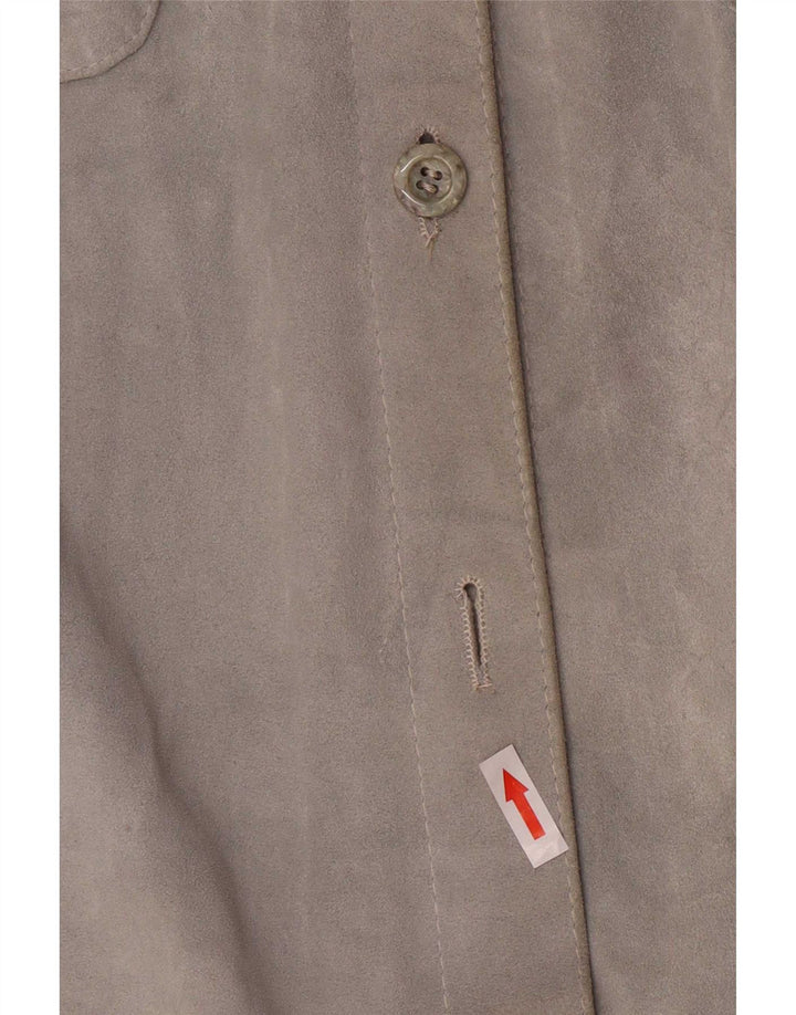 Camasa de piele intoarsa pentru femei vintage IT 44 Piele albastra medie