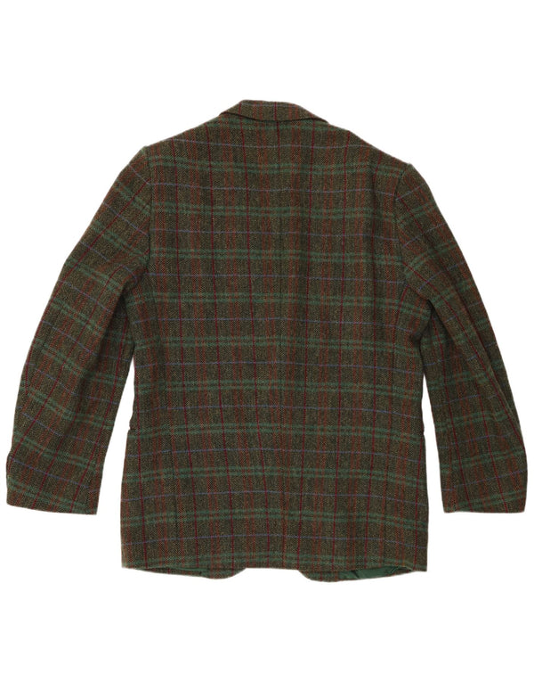 Jachetă vintage pentru bărbați cu 2 nasturi, UK 40, lână virgină cu carouri mari, verzi