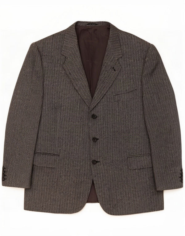 Biagiotti Uomo Jachetă cu mânecă 3/4 pentru bărbați Mărimea 58 3XL Gri Heringbone