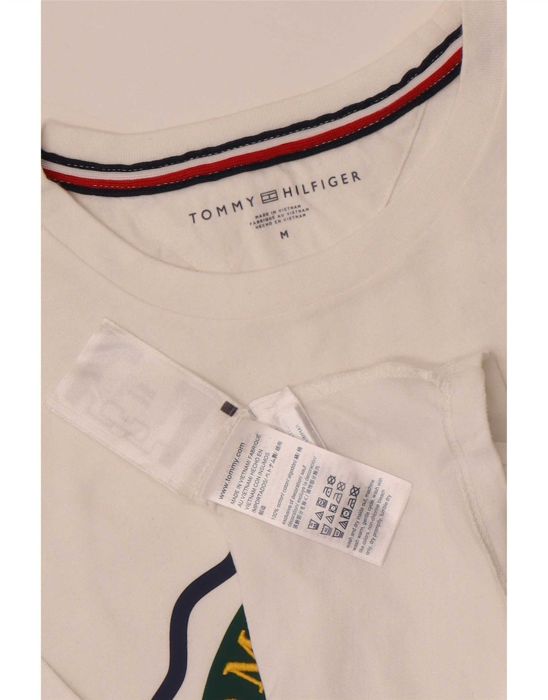 Tricou grafic Tommy Hilfiger pentru bărbați Top mediu din bumbac alb