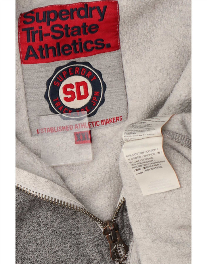 Jachetă de top pentru trening grafic Superdry pentru bărbați 2XL, bumbac color bloc, gri