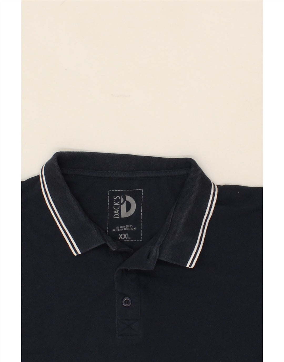 DACK'S Mens Polo Shirt 2XL Navy Blue Cotton Vintage Dack's and Second-Hand Dack's from Messina Hembry 