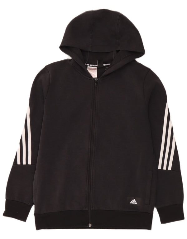 Pulover Adidas pentru băieți, cu fermoar, 13-14 ani, bumbac negru