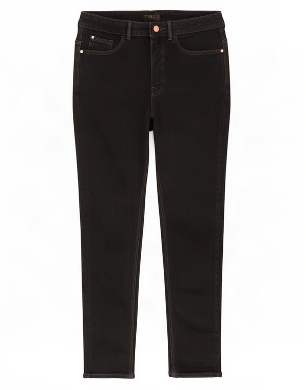 Marks & Spencer Blugi Magic Slim pentru femei UK 12 Medium W28 L28 Bumbac negru