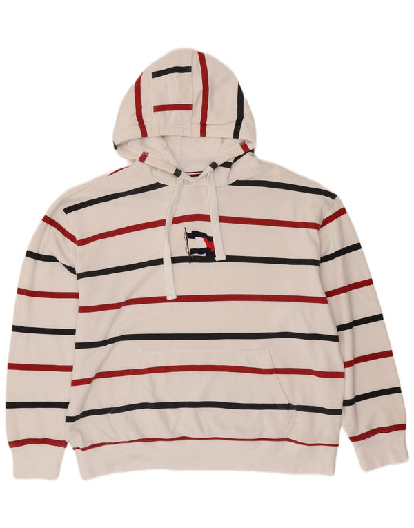 TOMMY HILFIGER Pulover cu glugă pentru bărbați 2XL, bumbac cu dungi albe