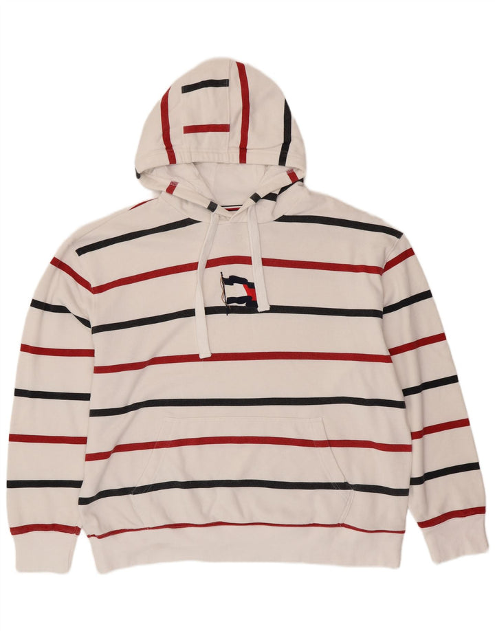 TOMMY HILFIGER Pulover cu glugă pentru bărbați 2XL, bumbac cu dungi albe