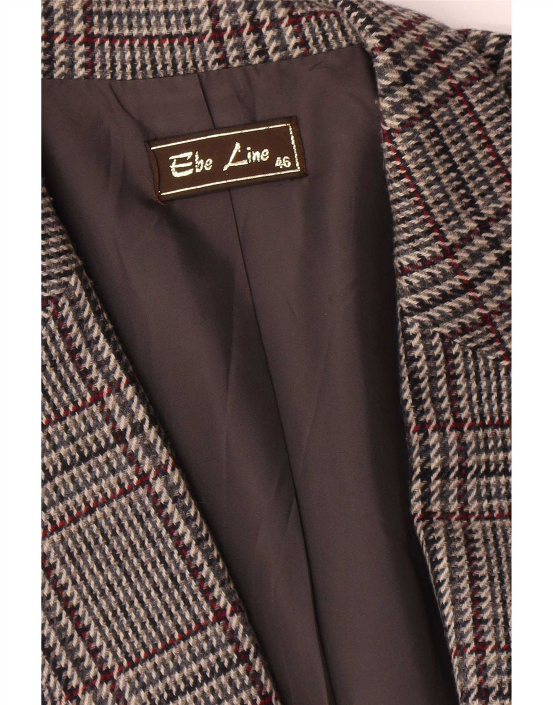 Jachetă vintage pentru femei cu 1 nasture IT 46 Lână mare gri Houndstooth