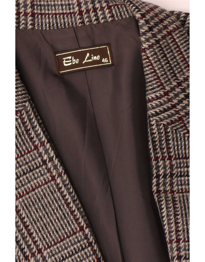 Jachetă vintage pentru femei cu 1 nasture IT 46 Lână mare gri Houndstooth