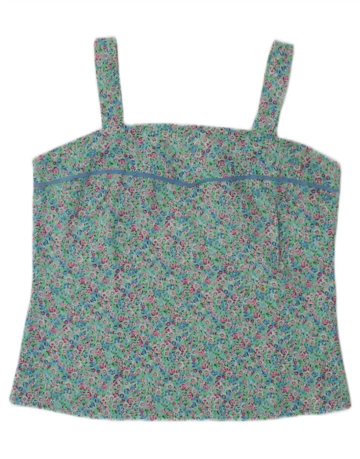 Vintage Cami Top pentru femei UK 10 Small Turcoaz Floral