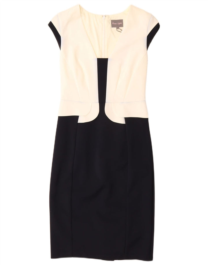 PHASE EIGHT Rochie teacă pentru femei UK 10 Mic Negru Colorblock Acetat