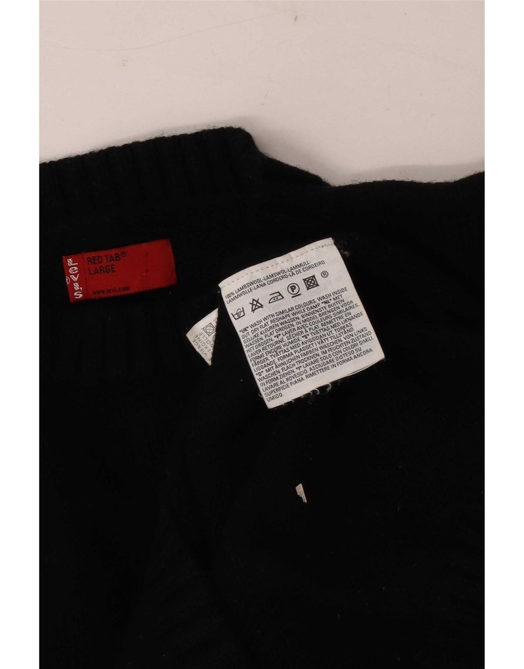 Pulover Levi's pentru bărbați, cu gât crew, lână de miel mare, neagră