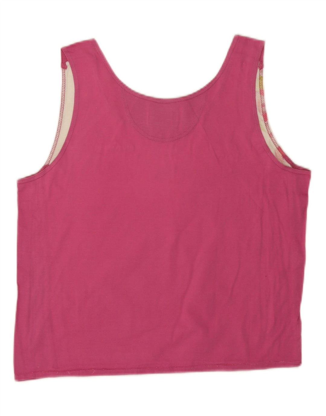 ELLESSE Womens Crop Graphic Vest Top UK 14 Medium Pink Colourblock Vintage Ellesse and Second-Hand Ellesse from Messina Hembry 
