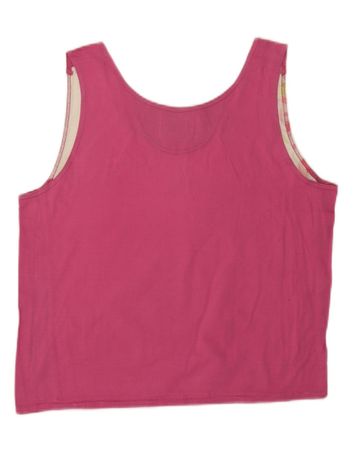 ELLESSE Womens Crop Graphic Vest Top UK 14 Medium Pink Colourblock Vintage Ellesse and Second-Hand Ellesse from Messina Hembry 