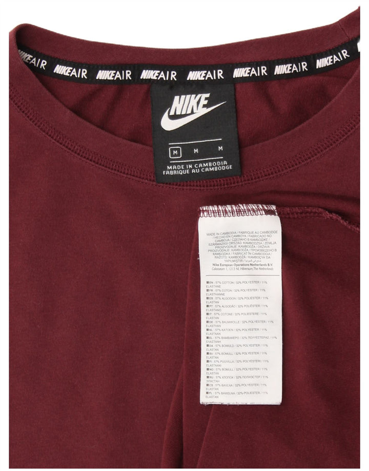 Top cu mânecă lungă Nike Air Graphic pentru femei UK 14 Bumbac Burgundy mediu