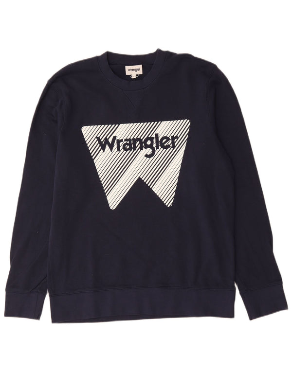 Hanorac grafic pentru bărbați Wrangler Pulover mediu din bumbac bleumarin