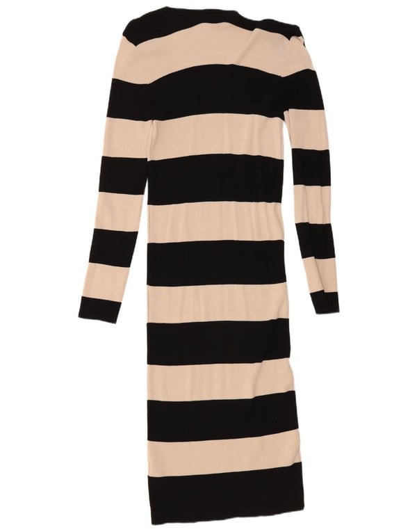Rochie bodycon cu mânecă lungă pentru femei Oasis UK 10 mic, viscoză cu dungi negre