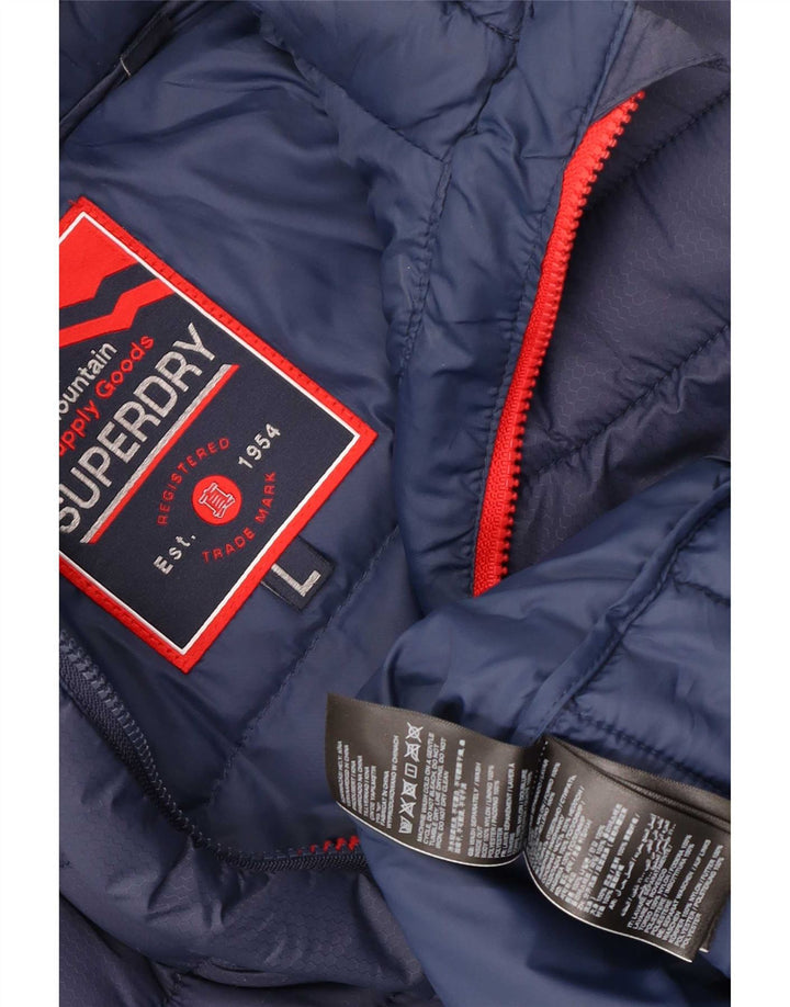 Superdry pentru bărbați jachetă căptușită cu glugă UK 40 mare bleumarin poliester