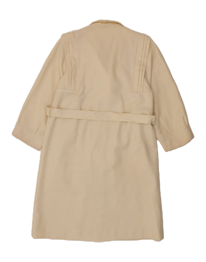 VINTAGE Womens Overcoat UK 12 Medium  Beige New Wool Vintage Vintage and Second-Hand Vintage from Messina Hembry 