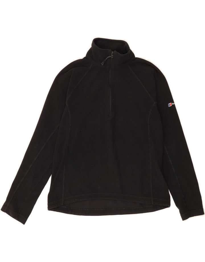 BERGHAUS Womens Zip Neck Fleece Jumper UK 12 Medium  Black Polyester Vintage Berghaus and Second-Hand Berghaus from Messina Hembry 