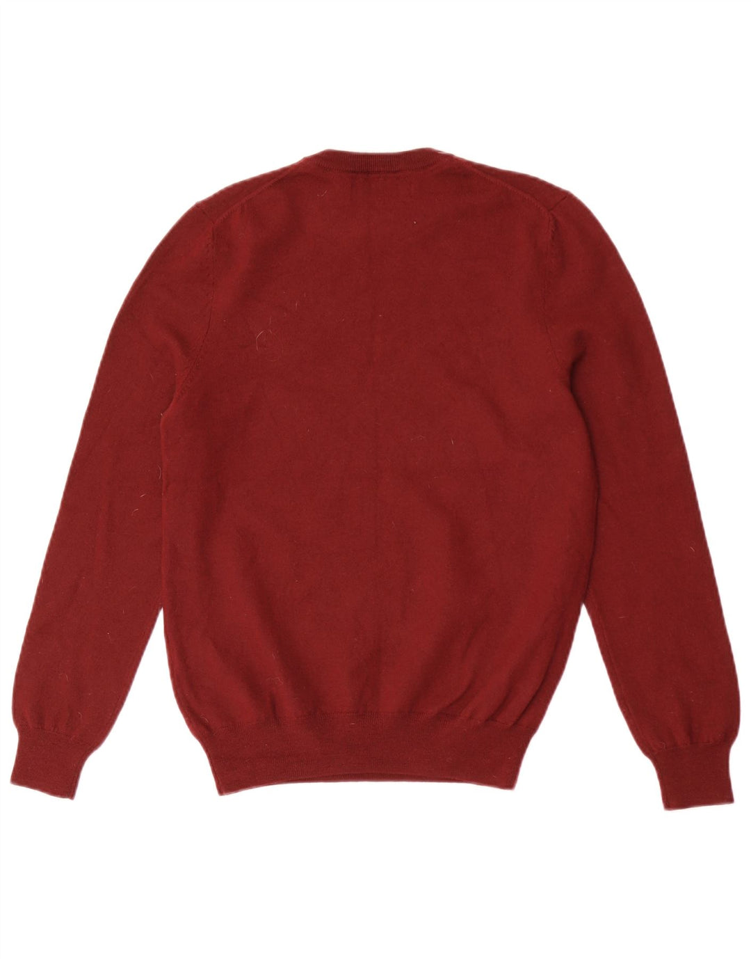 Pulover pentru bărbați Lyle & Scott, cu gât roșu, din lână merinos maro mică