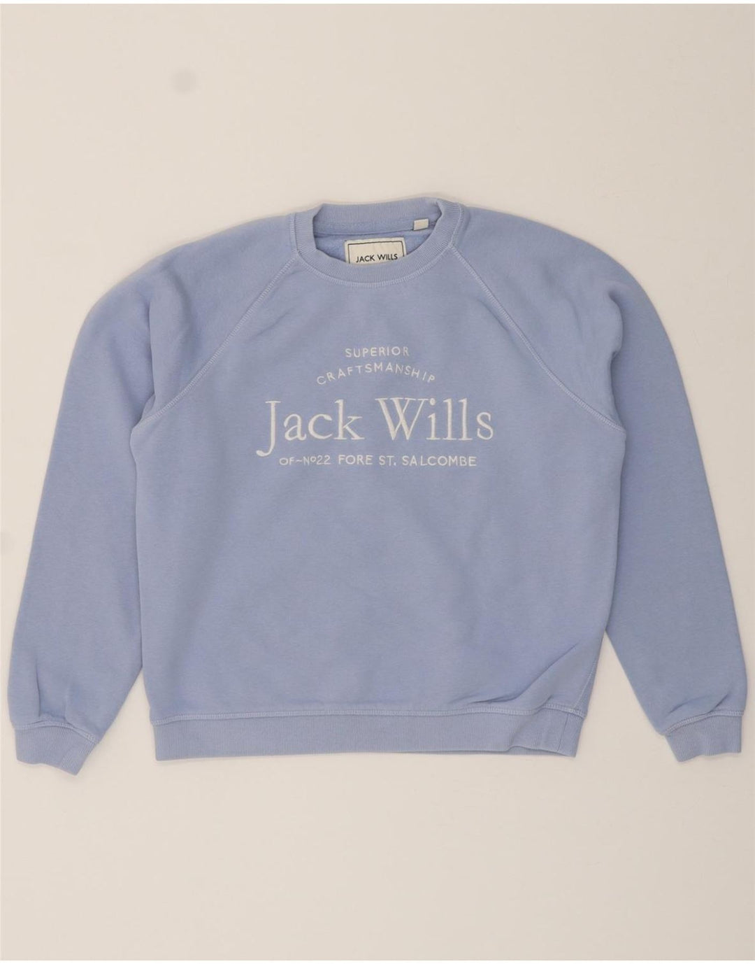JACK WILLS Womens Oversized Graphic Sweatshirt Jumper UK 10 Small Blue Vintage Jack Wills and Second-Hand Jack Wills from Messina Hembry 