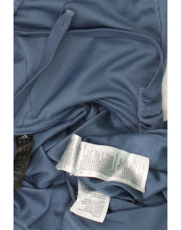 Pulover Adidas pentru bărbați, cu fermoar, poliester albastru mediu
