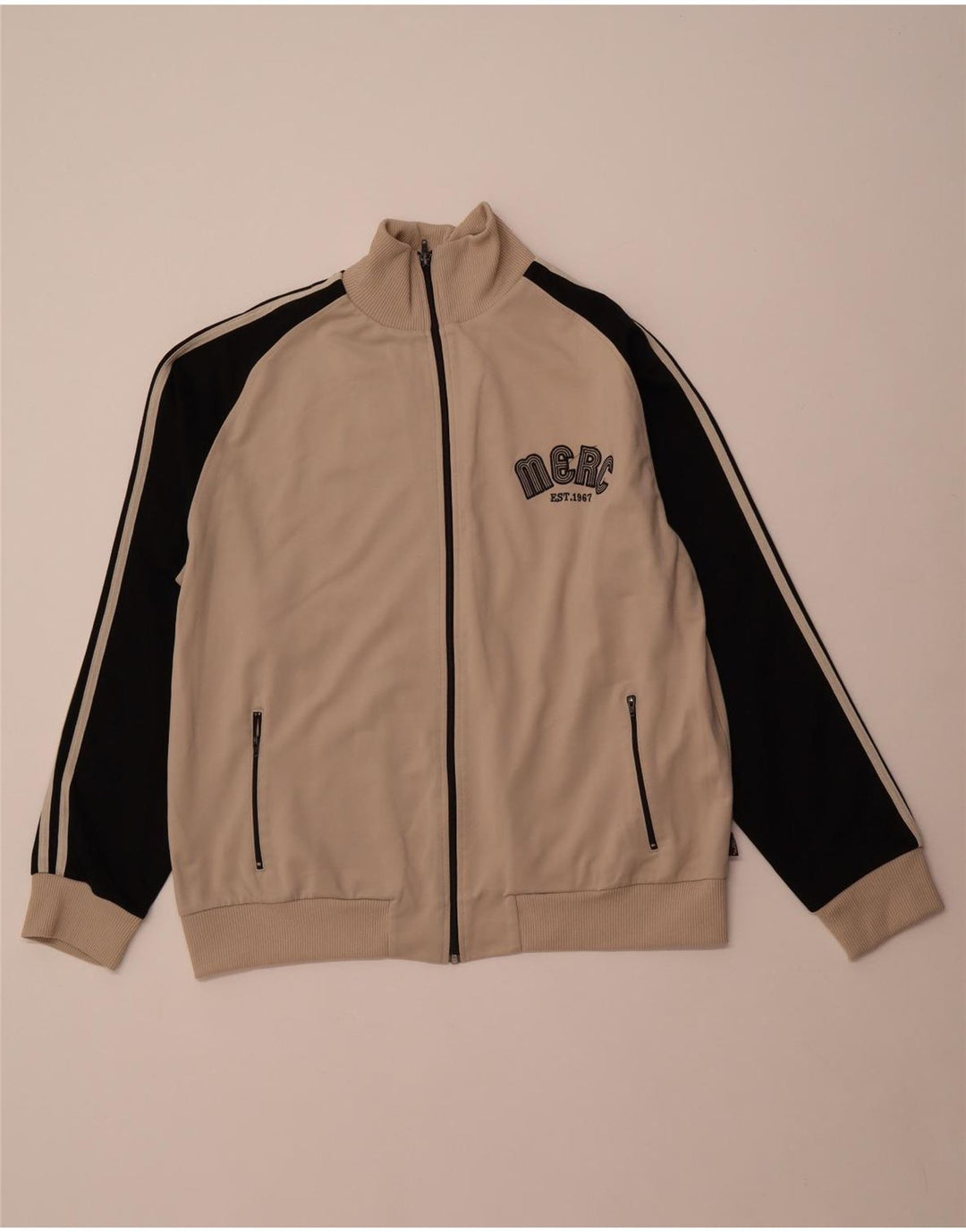 Jachetă de trening grafică pentru bărbați MERC XL, bumbac color-bloch, bej